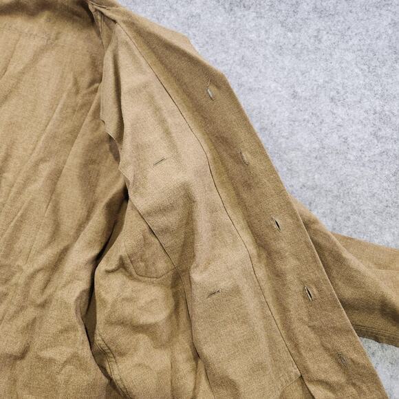 Vintage US Army Wool Shirt Mens 15.5 34 Khaki Button Front Military Uniform 50s - Picture 13 of 16